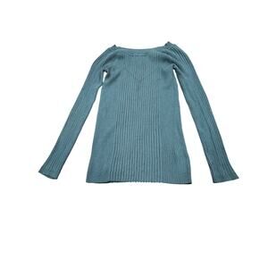 rue21 Ribbed Fitted Sweater Long Teal Blue Stretch Knit Capsule Wardrobe S